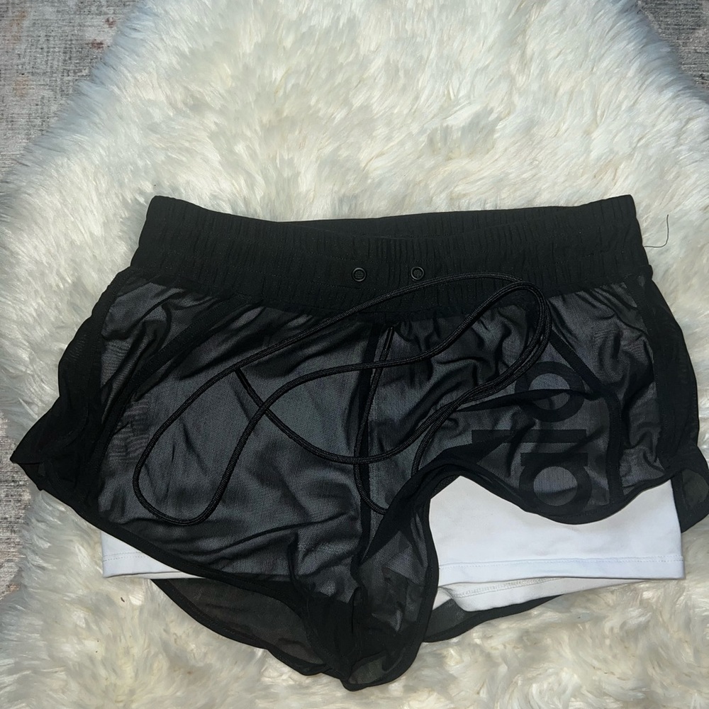 ALO Yoga mesh/spandex running shorts size S black/white
